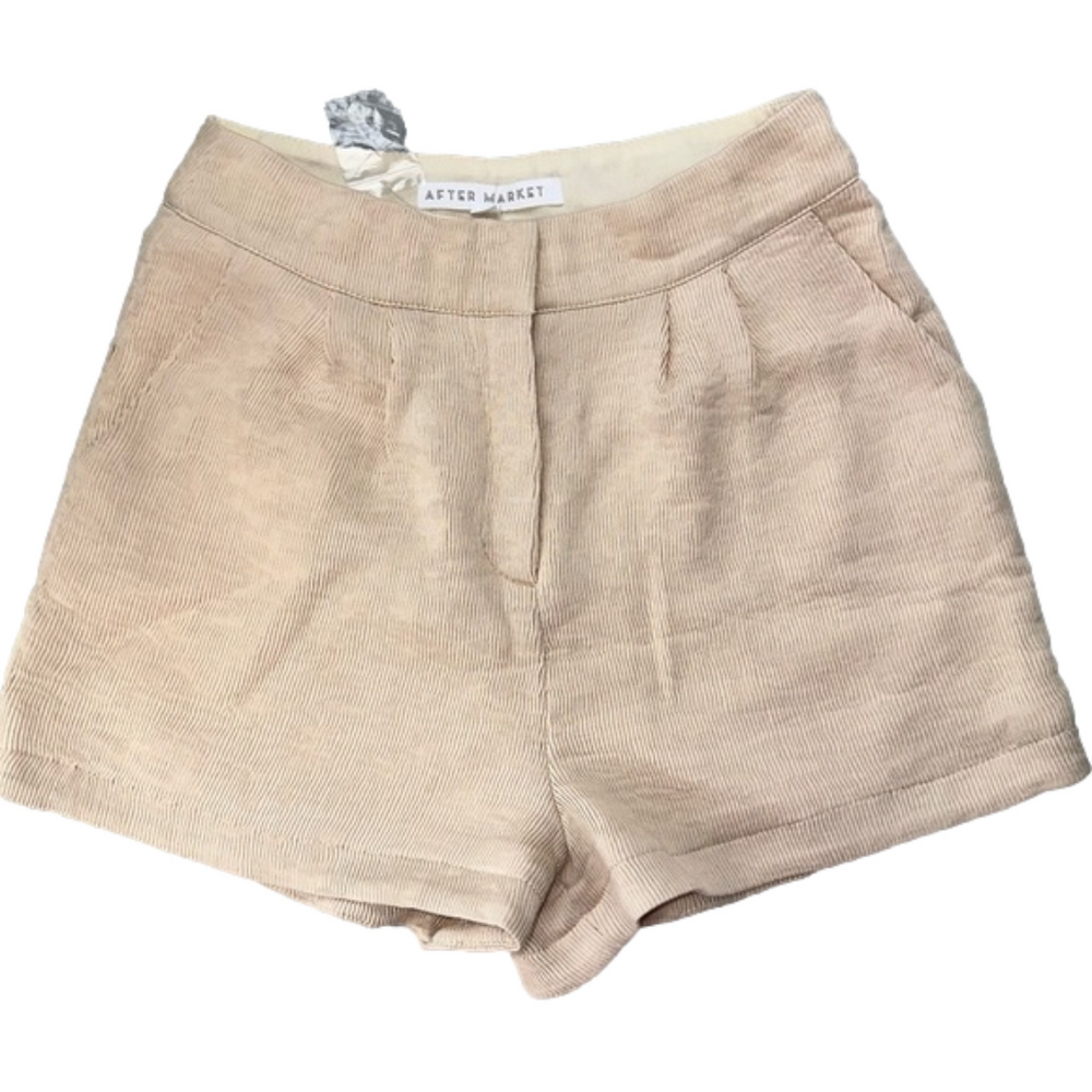 AFTER MARKET Women's size small cream lined ribbed high waisted trouser shorts - Picture 3 of 9